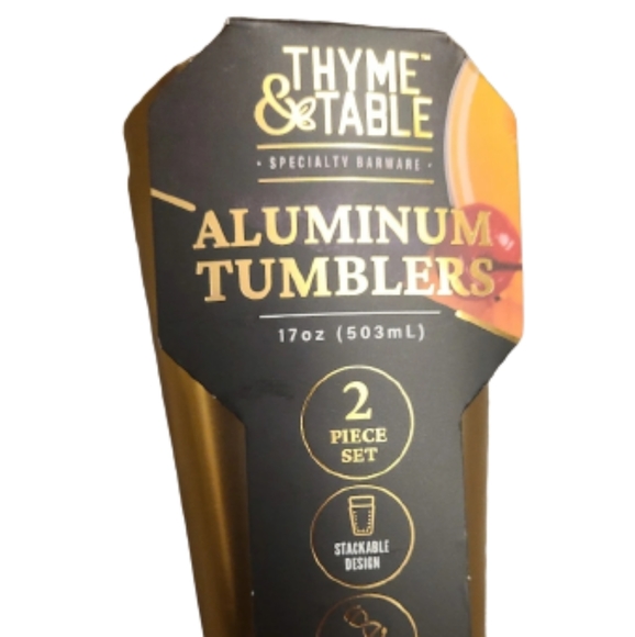 🆕RARE Thyme&Table Aluminum Tumblers 2-piece set HARD TO FIND NEW - Picture 1 of 14